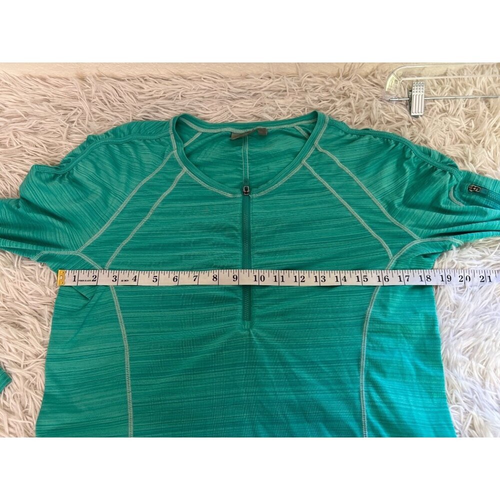 Athleta XL Pullover Long Sleeve Quarter Zip Workout Top Blue/Green - Picture 4 of 8